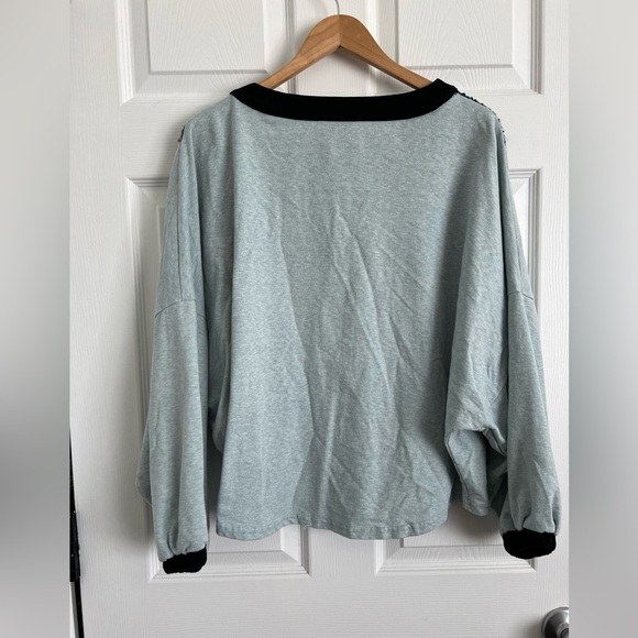 Size large UMGEE USA Oversized Multi-Textured Bubble Sleeve Sweatshirt Blue - Picture 5 of 5